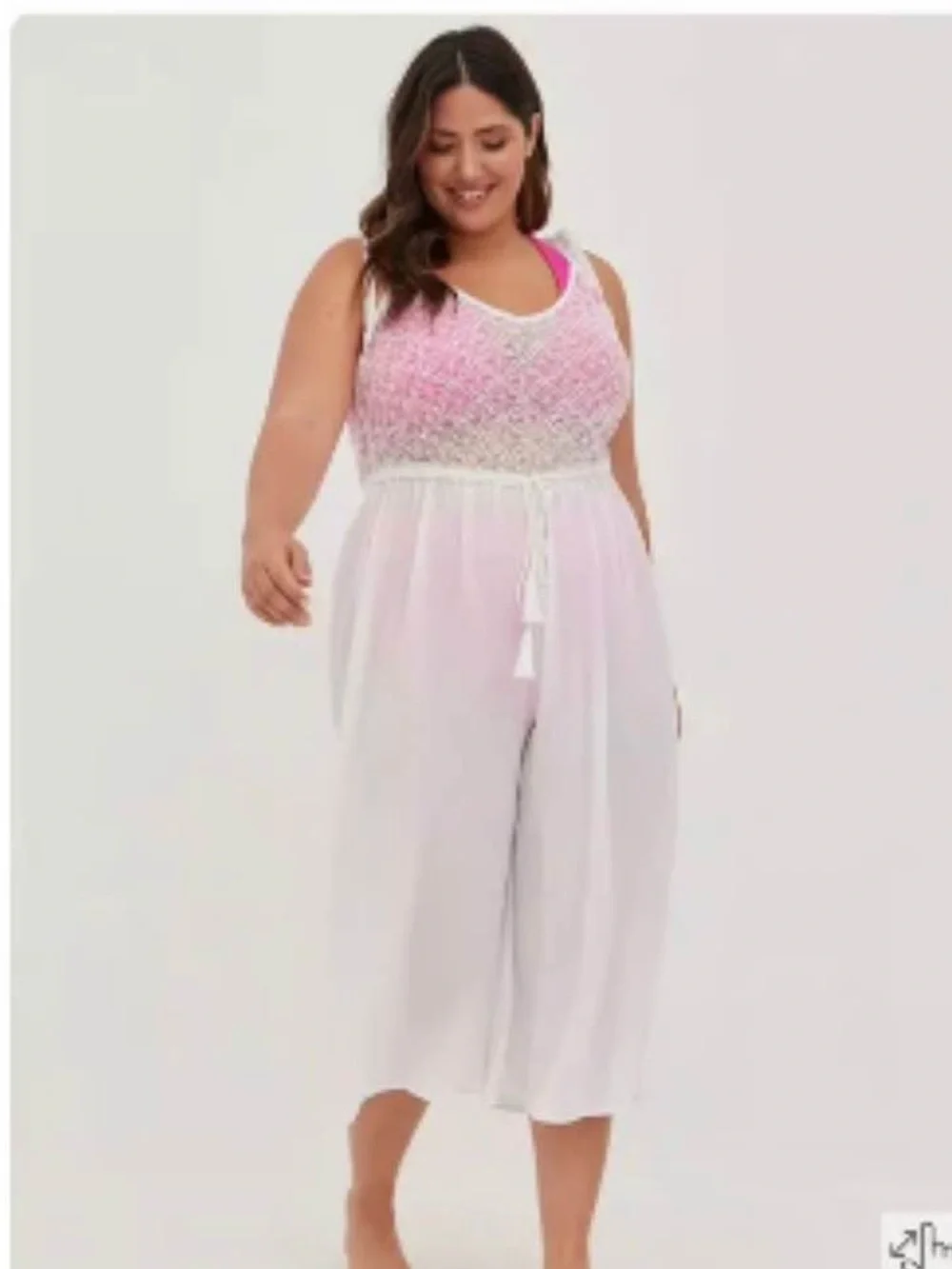 torrid NWT White Lace Tie-Shoulder Swim cover jumpsuit